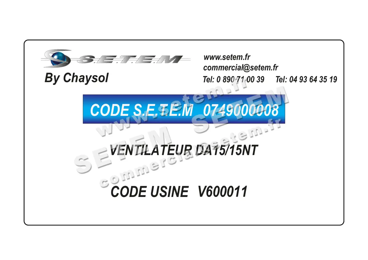 0749000008-VENTILATEUR CHAYSOL DA15/15NT *V600011* 4