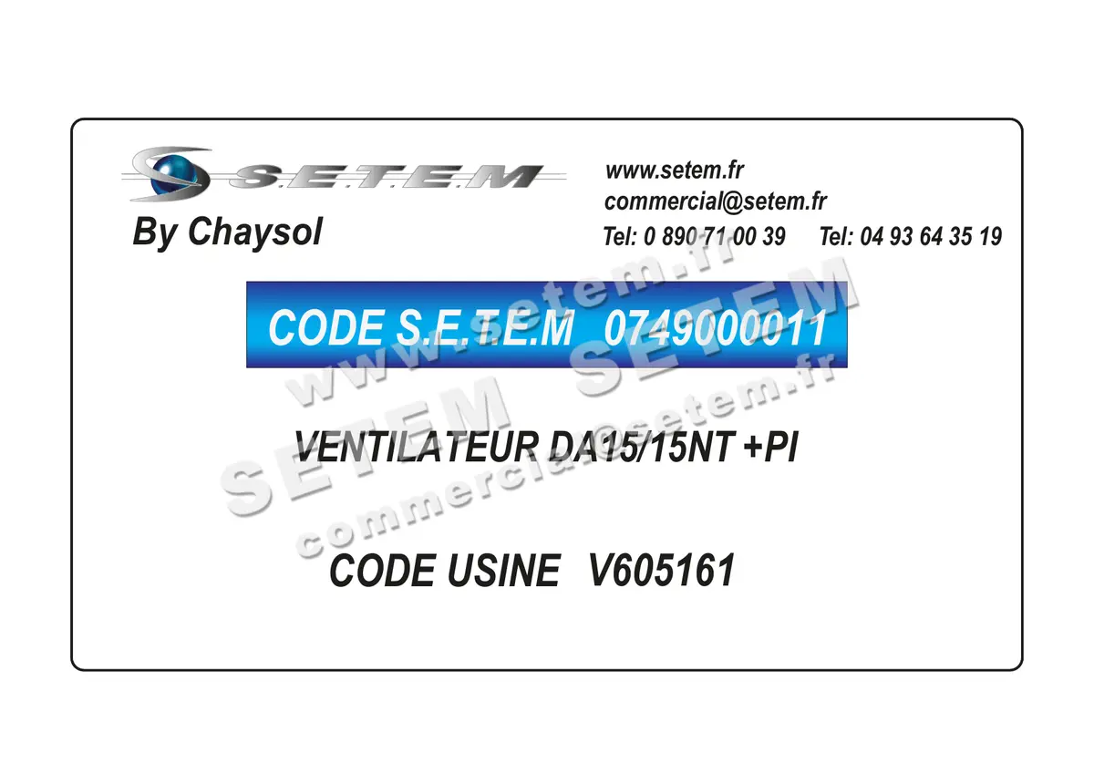 0749000011-VENTILATEUR CHAYSOL DA15/15NT+PI *V605161* 3