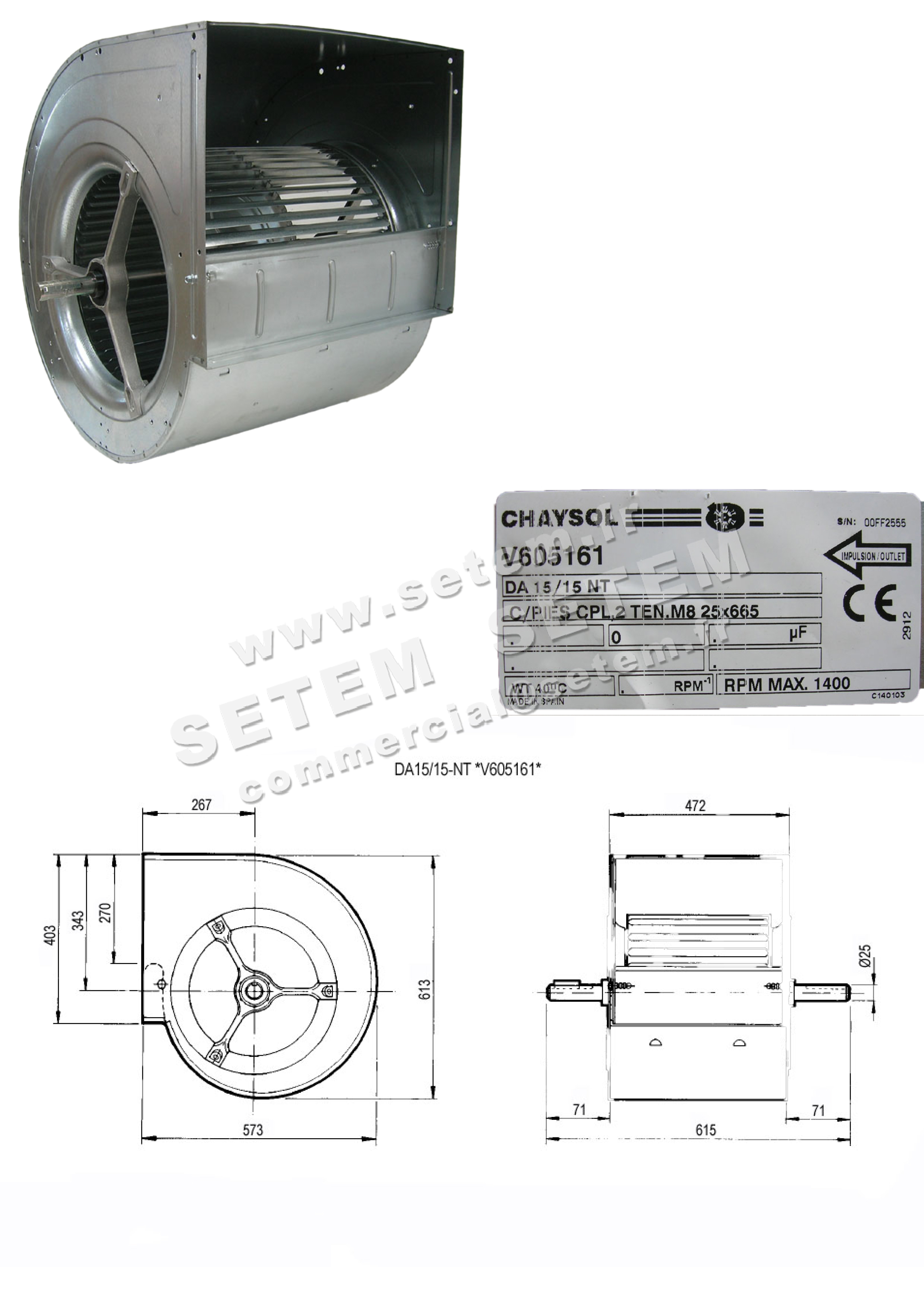 0749000011-VENTILATEUR CHAYSOL DA15/15NT+PI *V605161* 2