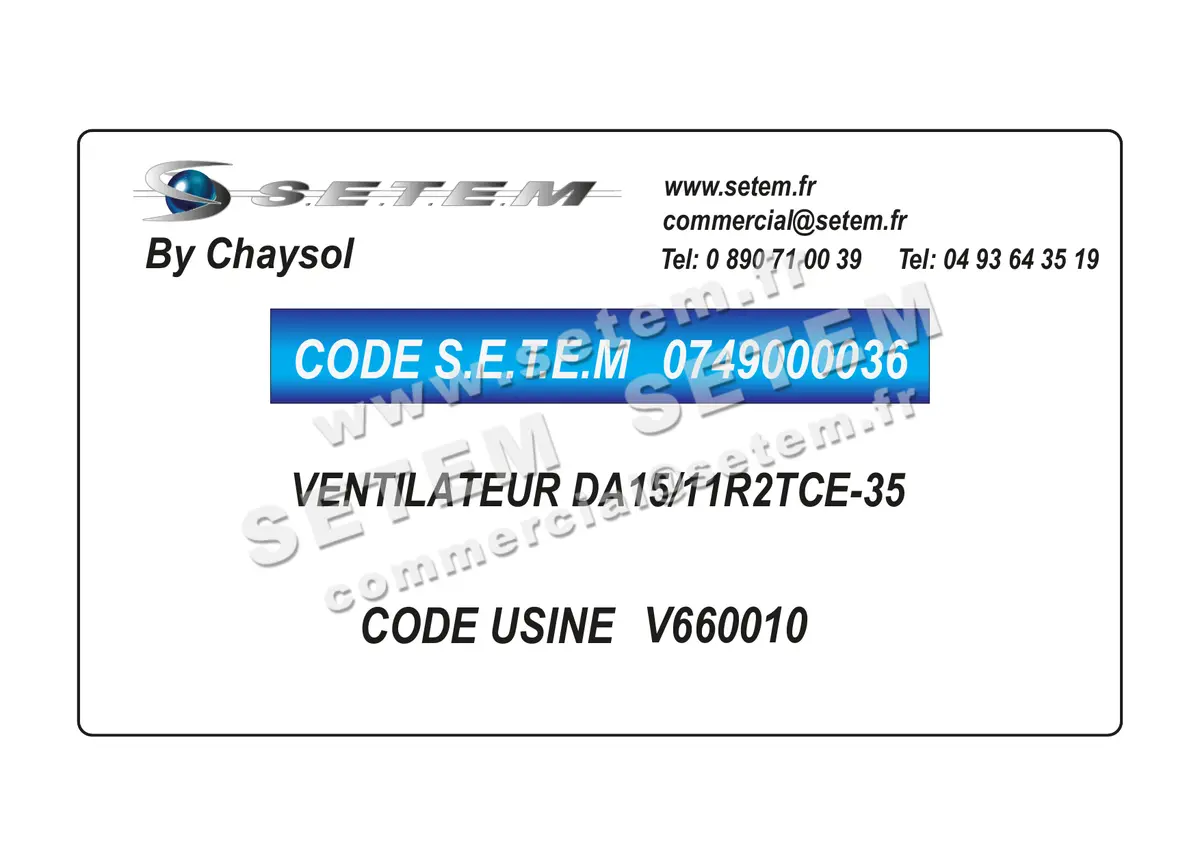 0749000036-VENTILATEUR CHAYSOL DA15/11R2TCE-35 *V660010* 2