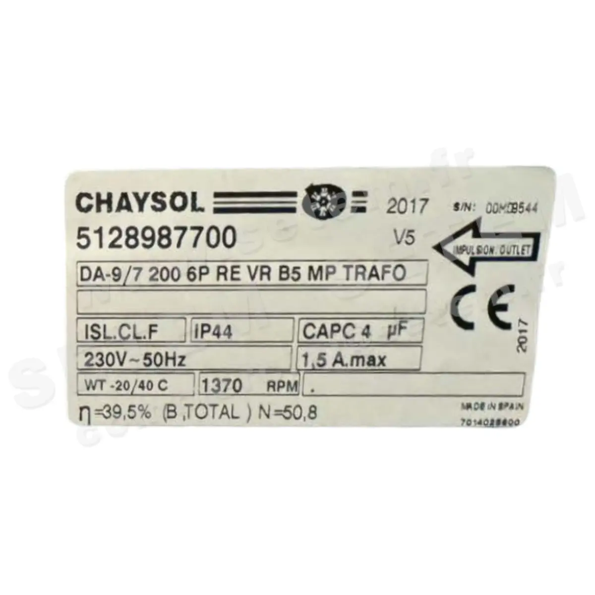 0749000043-VENTILATEUR CHAYSOL DA9/7 200W 4P M230V 1V *5128987700*