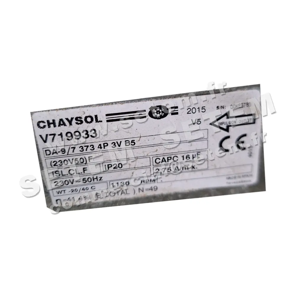 0749000046-VENTILATEUR CHAYSOL DA9/7 373W 4P M230V 3V *V719933* 4