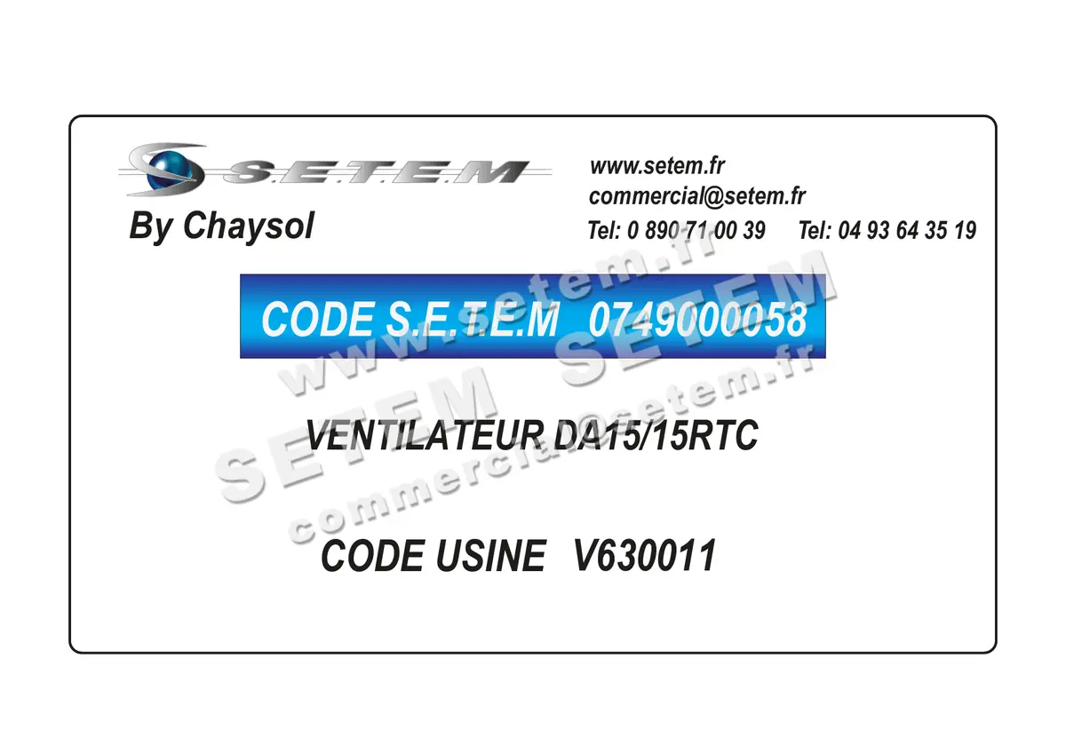 0749000058-VENTILATEUR CHAYSOL DA15/15RTC *V630011*