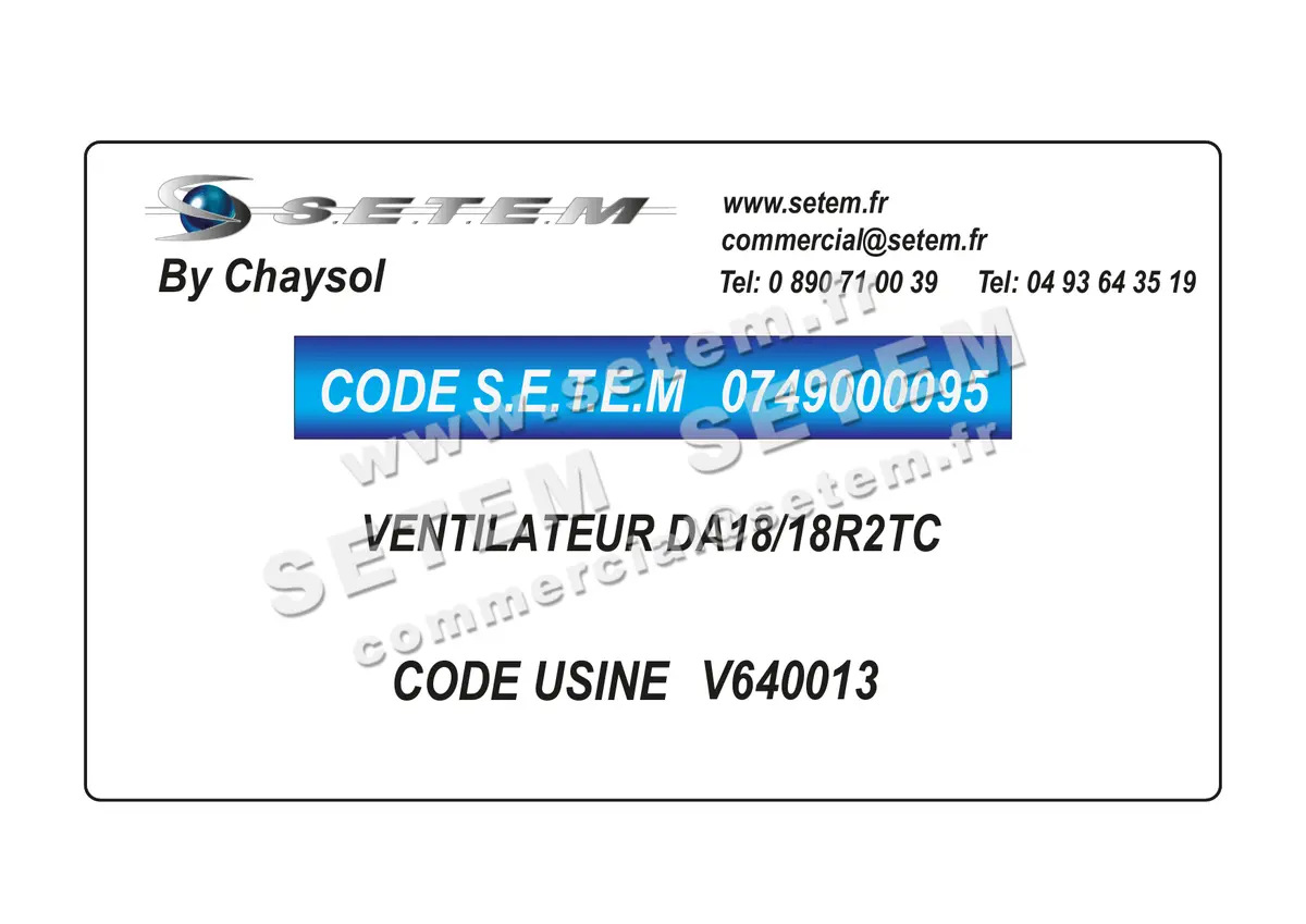 0749000095-VENTILATEUR CHAYSOL DA18/18R2TC *V640013* 2