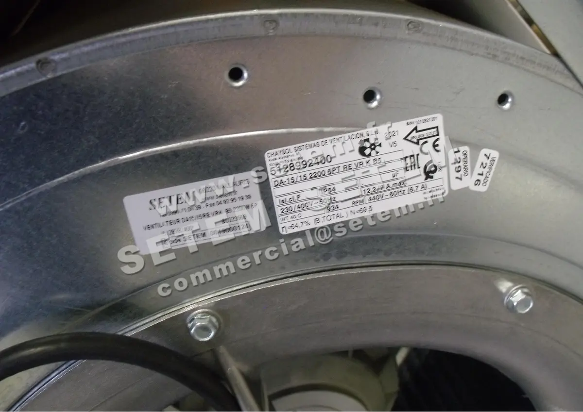 0749000124-VENTILATEUR CHAYSOL DA15/15RE VRK B5 2200W 6P T230/400V 1V *5128992400*