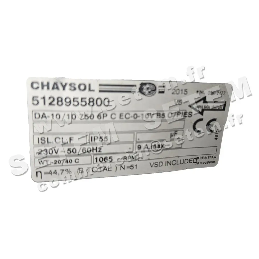 0749000153-VENTILATEUR CHAYSOL DA-10/10 750W 6P C EC-0-10V B5C +PI *5128955800* 2