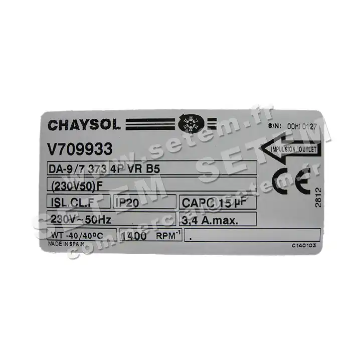 0749000198-VENTILATEUR CHAYSOL DA9/7B5.4P.VR.373 373W 4P M230V 1V +BR YDK370.4 *V709933* 5