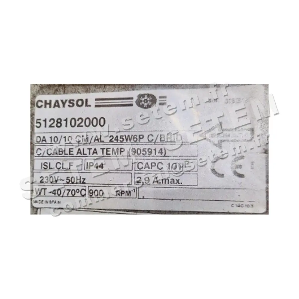 0749000551-VENTILATEUR CHAYSOL DA10/10 245W 6P M230V 1V +BR *5128102000* 2