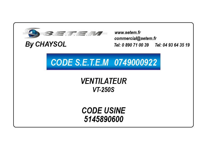 VENTILATEUR VT-250S *5145890600*