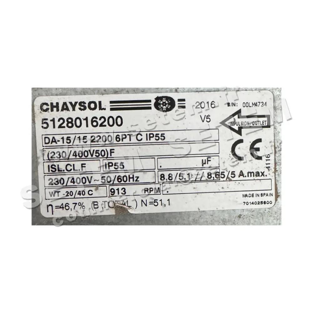 0749001741-VENTILATEUR CHAYSOL DA-15/15 2200W 6P T230/400V 1V *5128016200* 7