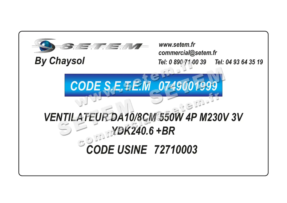 0749001999-VENTILATEUR CHAYSOL DA10/8CM 550W 4P M230V 3V YDK240.6 +BR *72710003* 5