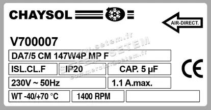 0749002003-VENTILATEUR CHAYSOL DA7/5CM 147W 4P M230V 1V YDK150.4 "5128936800" *V700007* 3
