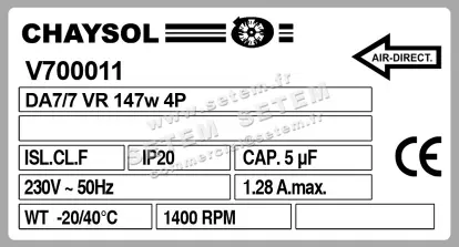 0749002008-VENTILATEUR CHAYSOL DA7/7 147 4P VR 147W 4P M230V 1V YDK.150.4 *V700011* 2