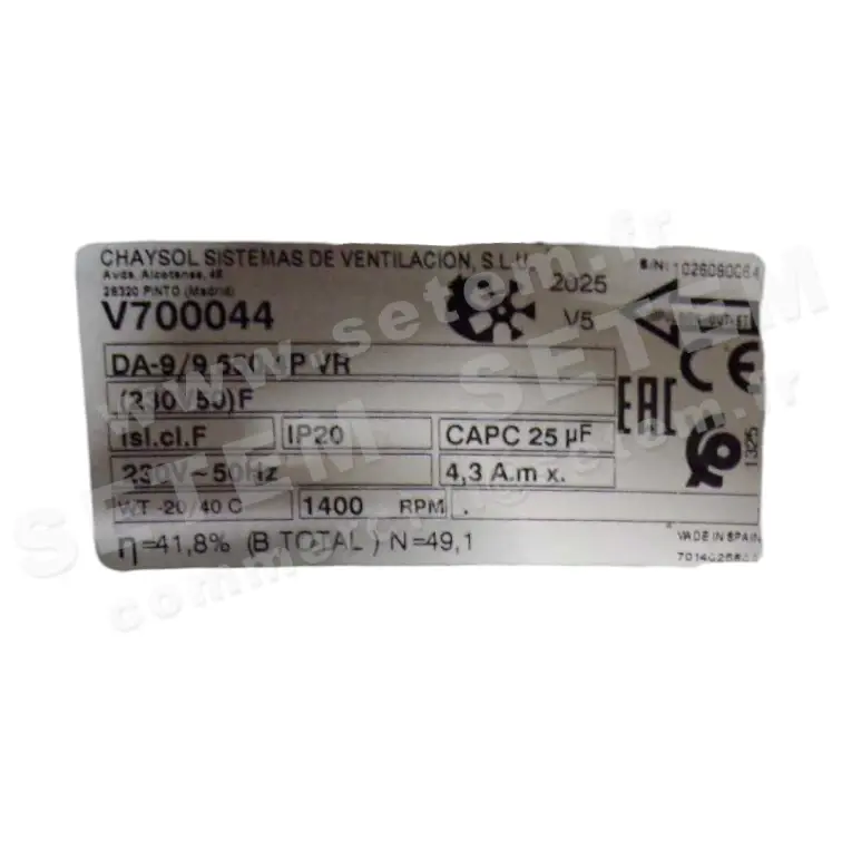 0749002037-VENTILATEUR CHAYSOL DA9/9CM 550W 4P M230V 1V *V700044*