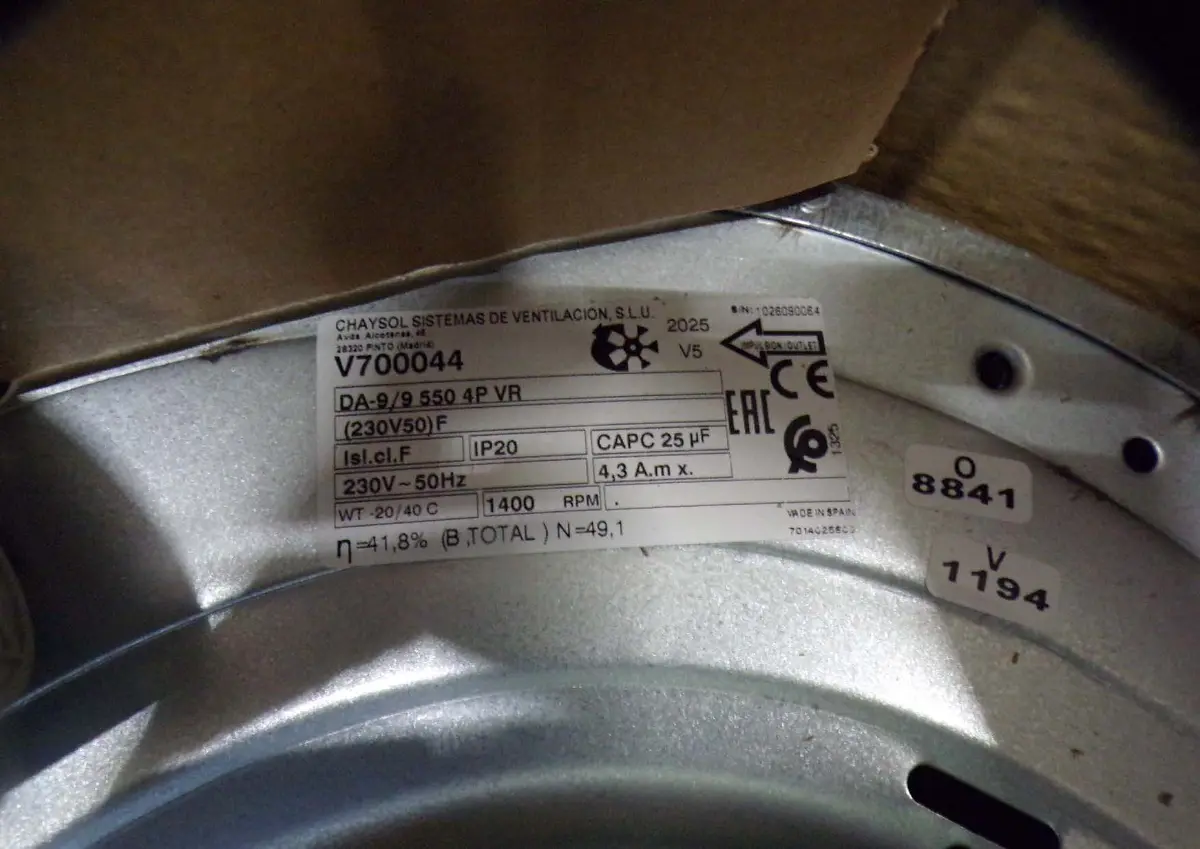 0749002037-VENTILATEUR CHAYSOL DA9/9CM 550W 4P M230V 1V *V700044* 2