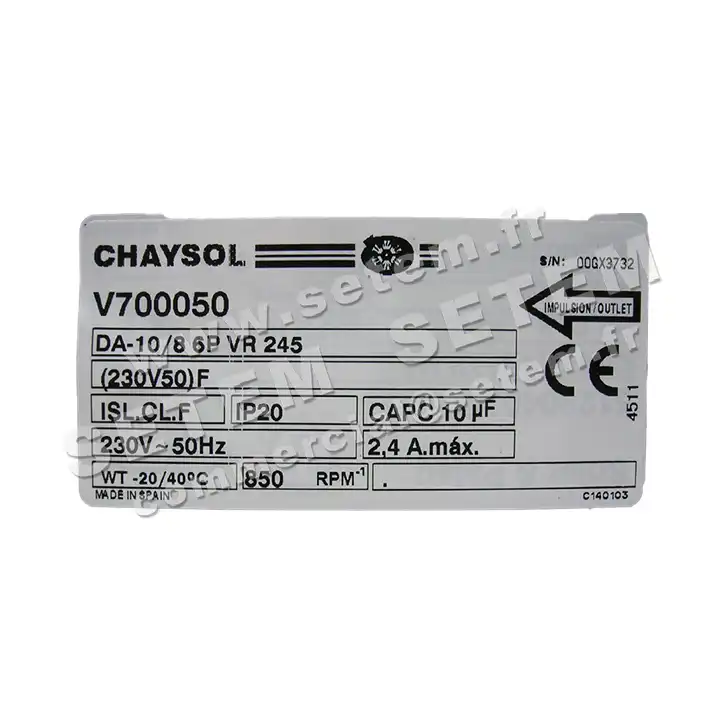 0749002040-VENTILATEUR CHAYSOL DA10/8.6P.VR.245 245W 6P M230V 1V YDK240.6 *V700050* 3