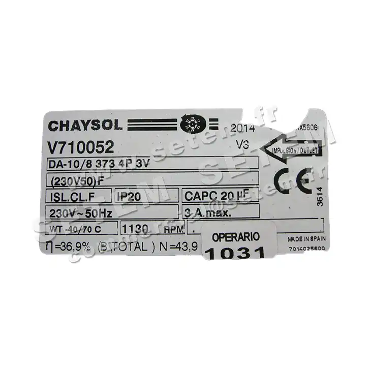 0749002045-VENTILATEUR CHAYSOL DA10/8 373W 4P M230V 3V *V710052* 3