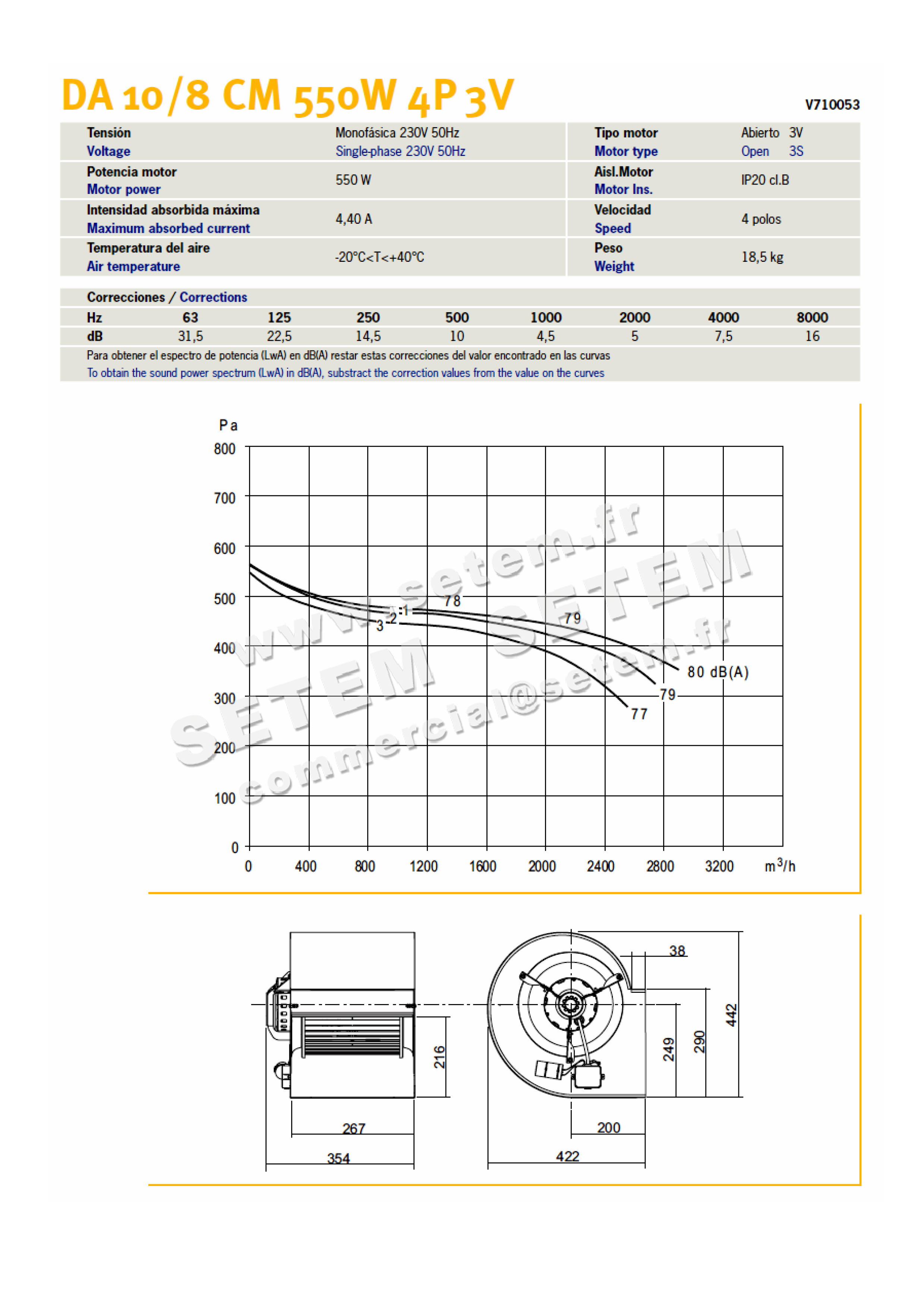 0749002050-VENTILATEUR CHAYSOL DA10/8CM 550W 4P M230V 3V MAB/4.580R1.3V *V710053* 4