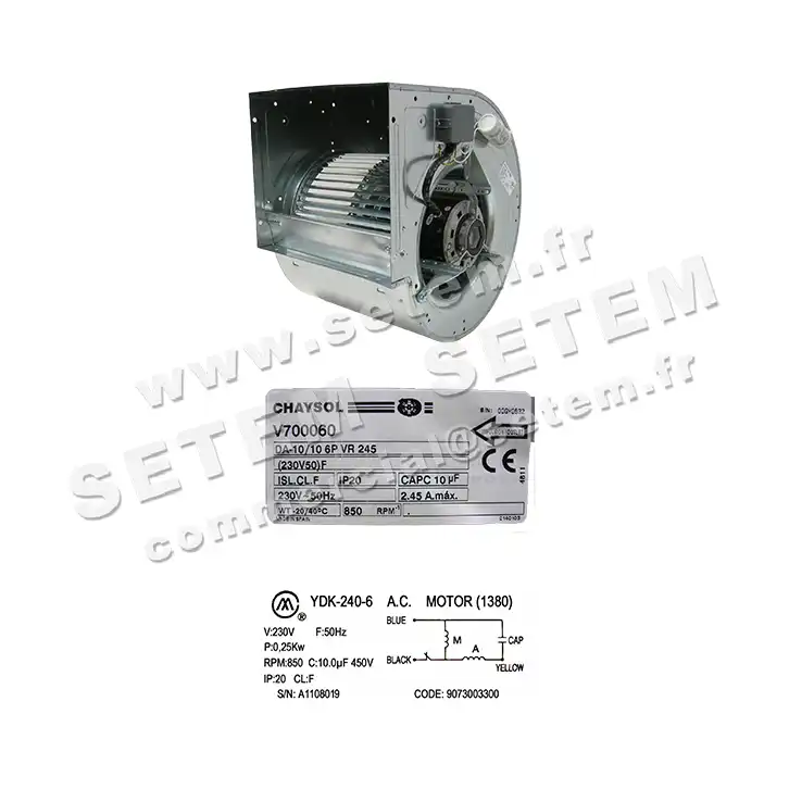 0749002051-VENTILATEUR CHAYSOL DA10/10 6P VR 245 245W 6P M230V 1V YDK240.6 *V700060* 3