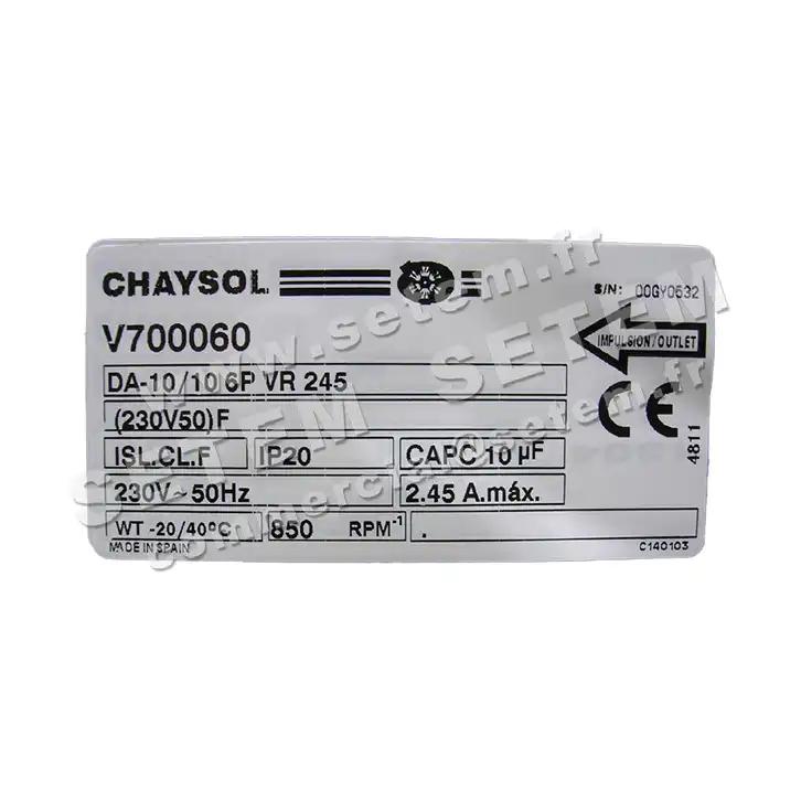 0749002051-VENTILATEUR CHAYSOL DA10/10 6P VR 245 245W 6P M230V 1V YDK240.6 *V700060* 4