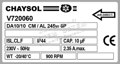 0749002052-VENTILATEUR CHAYSOL DA10/10CM/AL 245W 6P M230V 1V YDK250.6 *V720060* 3