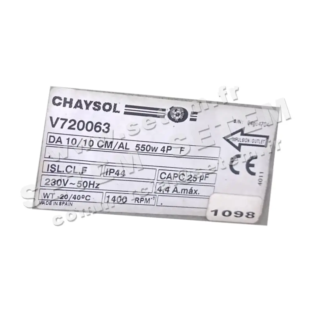0749002061-VENTILATEUR CHAYSOL DA10/10CM/AL 550W 4P M230V 1V *V720063*