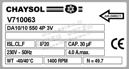 0749002062-VENTILATEUR CHAYSOL DA10/10CM 550W 4P M230V 3V *V710063* 2