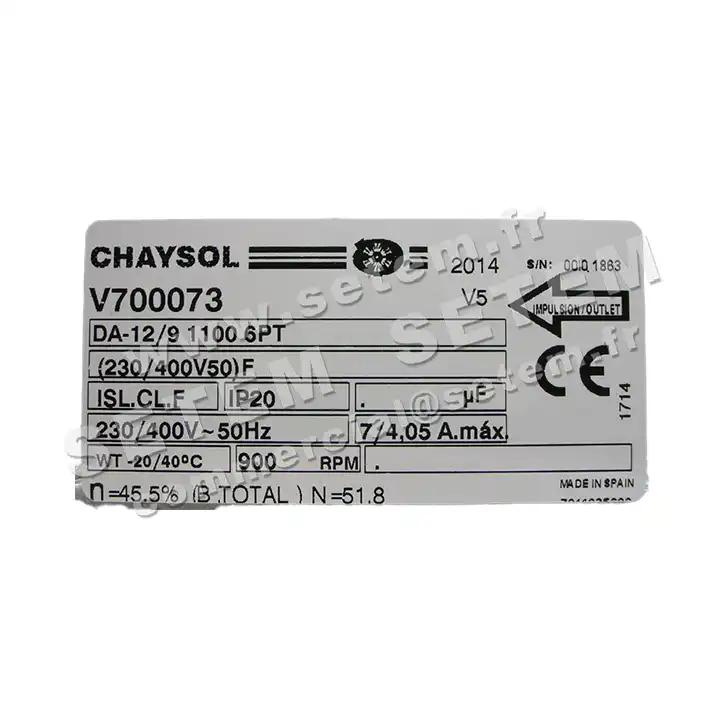 0749002074-VENTILATEUR CHAYSOL DA12/9 1100W 6P T230/400V 1V *V700073* 3