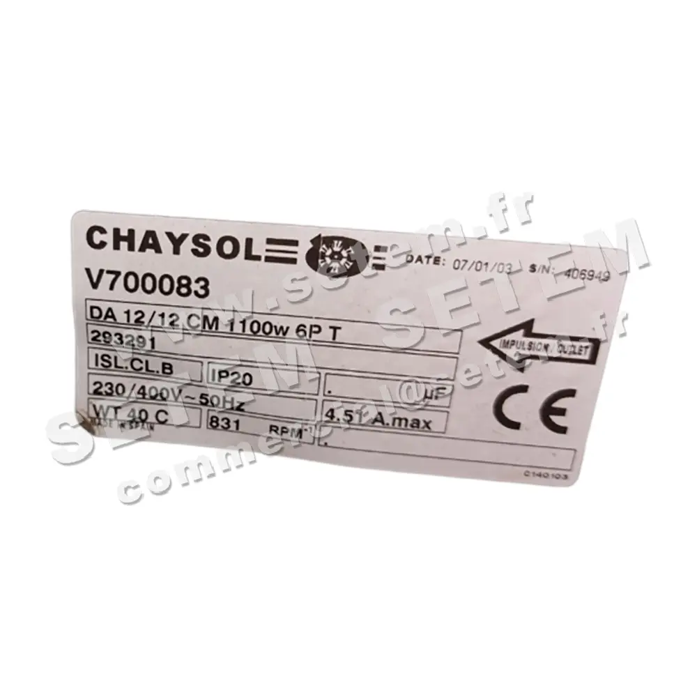 0749002081-VENTILATEUR CHAYSOL DA12/12CM 736W 6P T230/400V 1V *V700083* 2