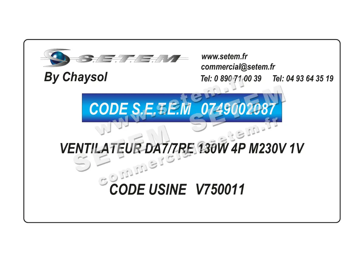 0749002087-VENTILATEUR CHAYSOL DA7/7RE 130W 4P M230V 1V *V750011*