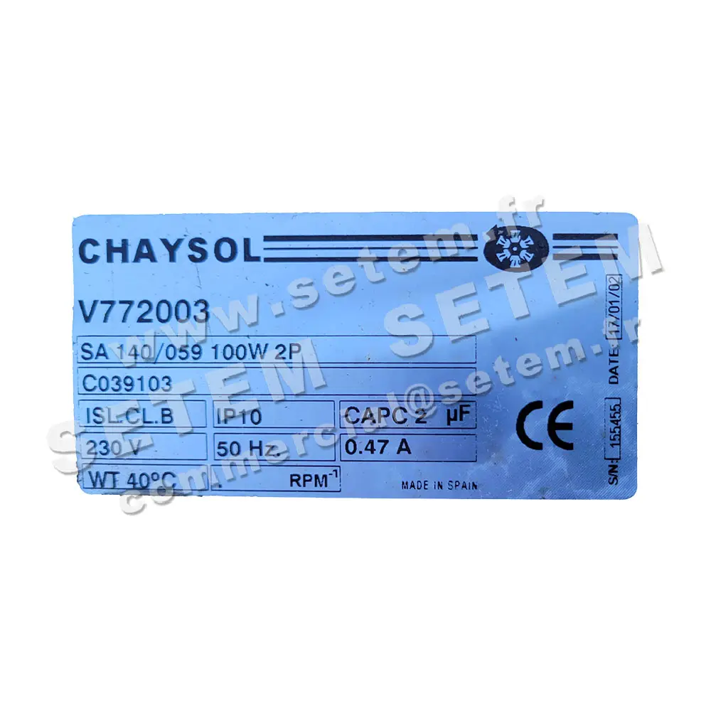 0749002258-VENTILATEUR CHAYSOL SA140/059 *V772003* 2
