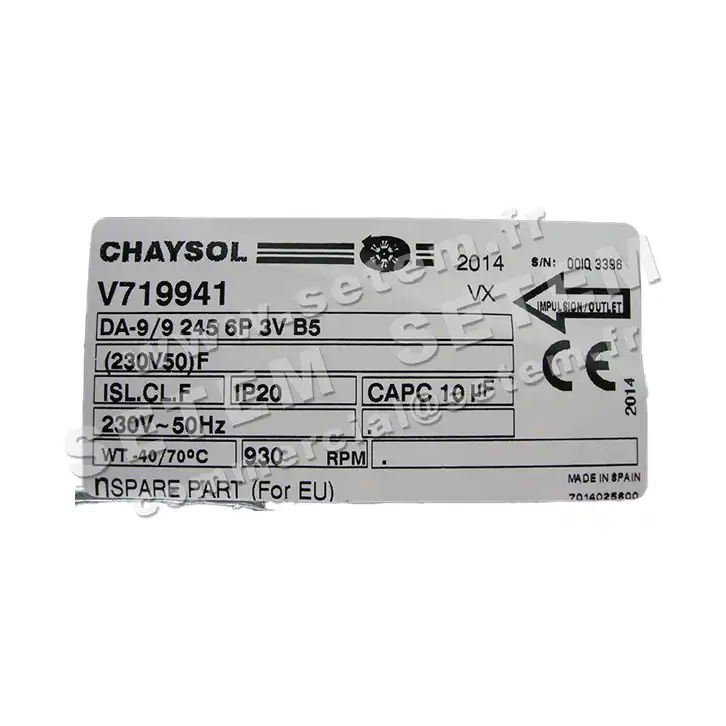 0749002341-VENTILATEUR CHAYSOL DA9/9 245W 6P M230V 3V B5 +BR *V719941* 2
