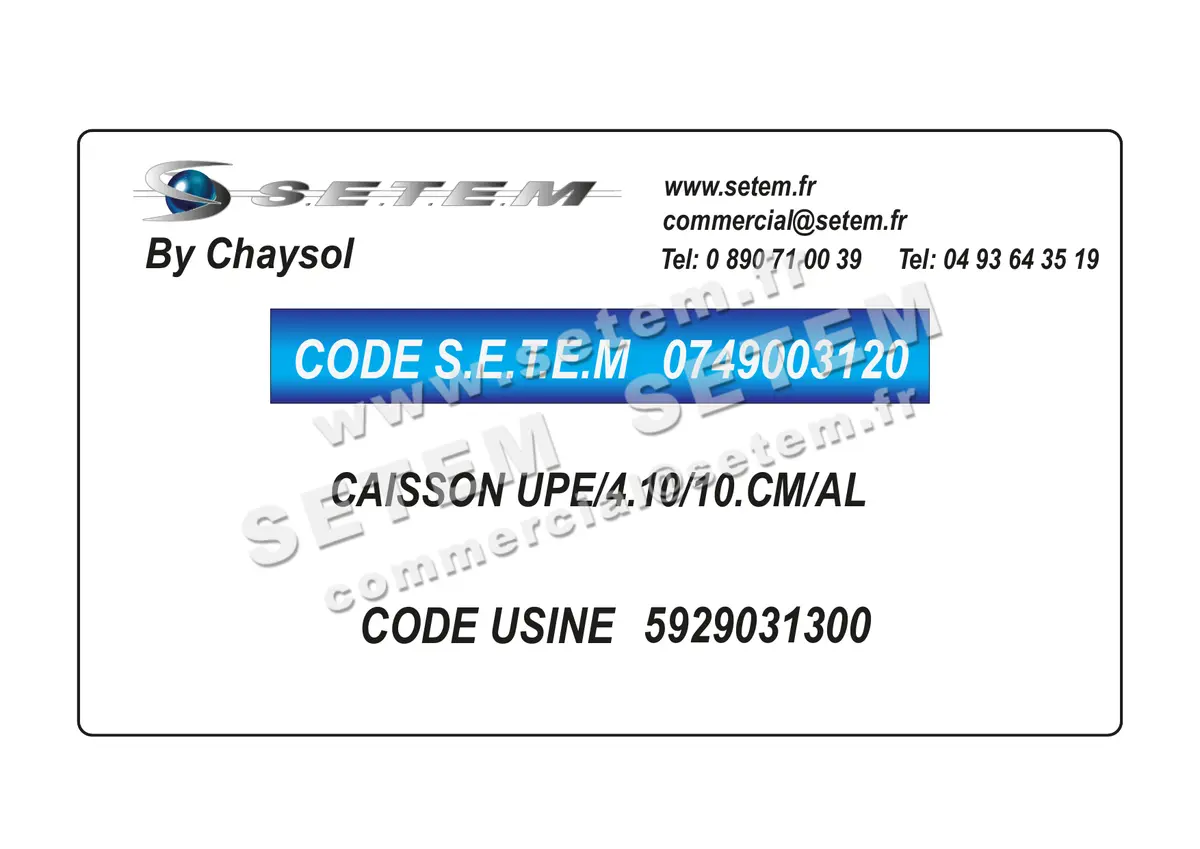 0749003120-CAISSON CHAYSOL UPE/4.10/10.CM/AL 550W 4P M230V 1V *5929031300*