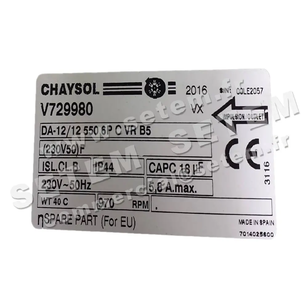0749004568-MOTEUR CHAYSOL V729980 DA-12/12 550 6P C VR B5 *7014025600* 2