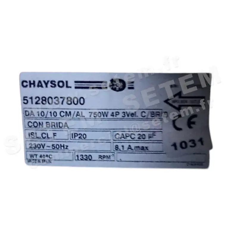 0749005885-VENTILATEUR CHAYSOL DA10/10CM/AL 750W 4P M230V 3V +BR *5128037800*