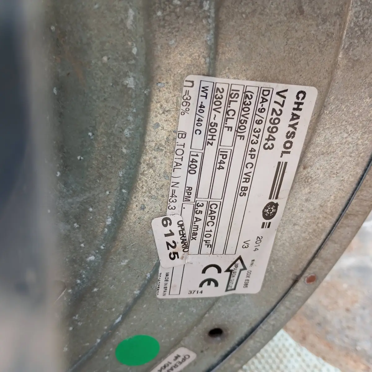 0749005888-VENTILATEUR CHAYSOL DA9/9 373W 4P CVR B5 M230V 1V +BR *V729943* 2