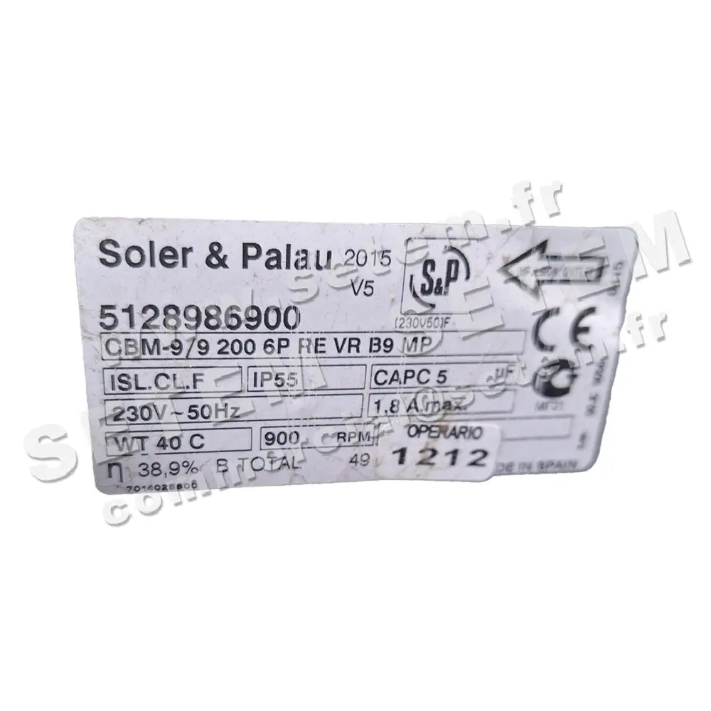 0749006287-VENTILATEUR CHAYSOL CBM-9/9 200W 6P M230V 1V RE VR B9 MP *5128986900* 2