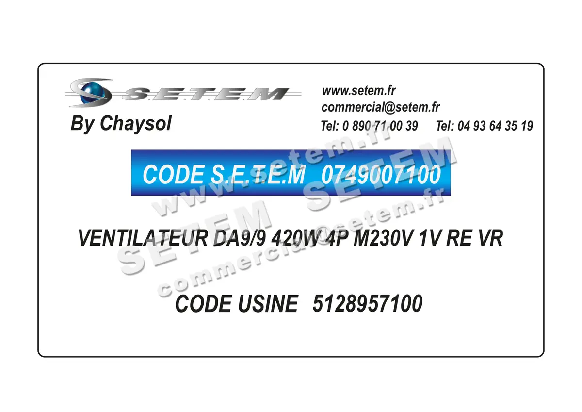 0749007100-VENTILATEUR CHAYSOL DA9/9 420W 4P M230V 1V RE VR *5128957100*