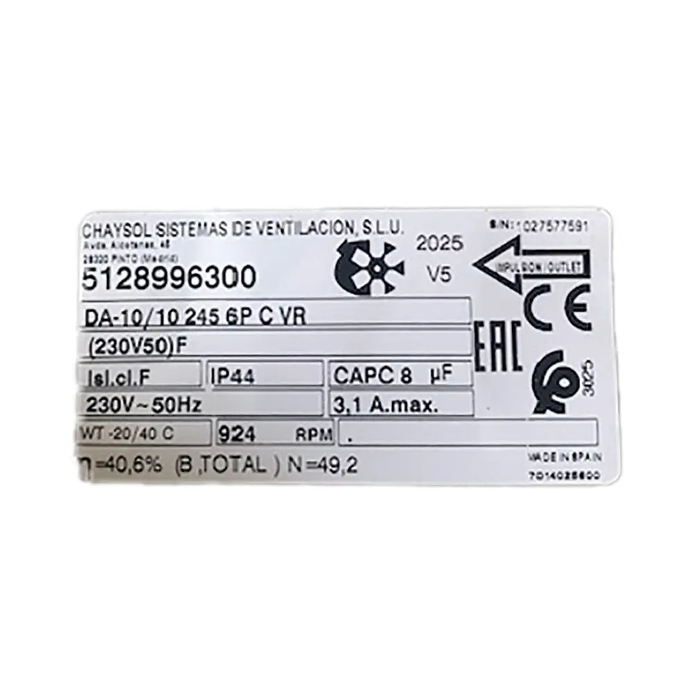 0749007458-VENTILATEUR CHAYSOL DA10/10 245 6P C VR *5128996300* 3