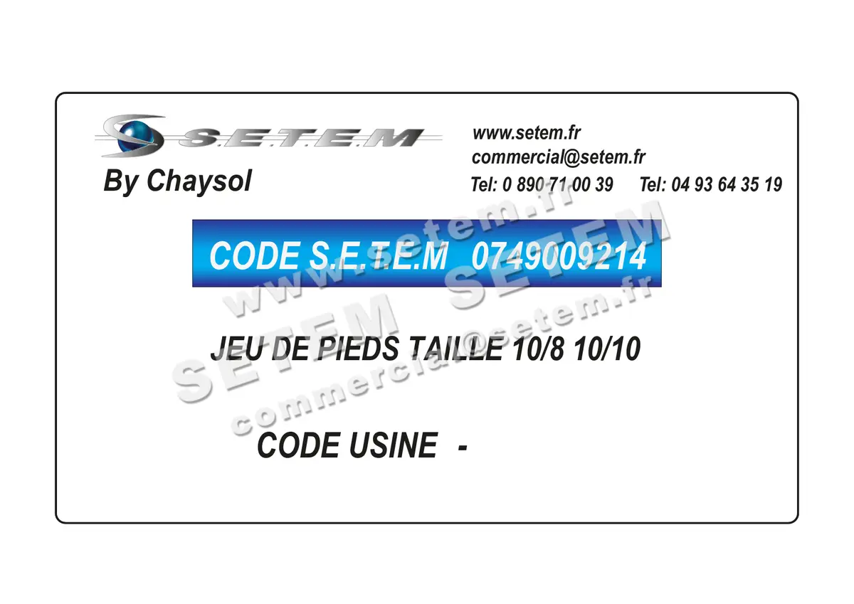 0749009214-JEU DE PIEDS TAILLE 10/8 10/10 CHAYSOL