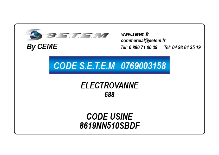 ELECTROVANNE 688 *8619NN510SBDF*
