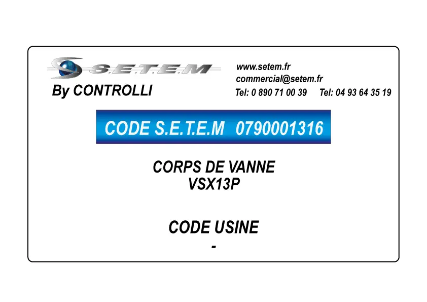0790001316-CORPS DE VANNE CONTROLLI VSX13P 2