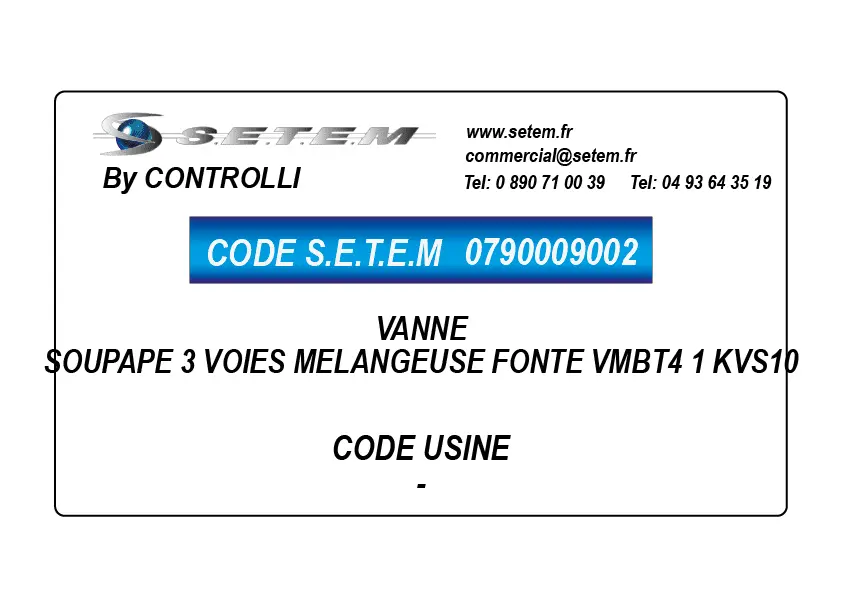 0790009002-VANNE SOUPAPE 3 VOIES MELANGEUSE FONTE VMBT4 1 "KVS10 CONTROLLI"