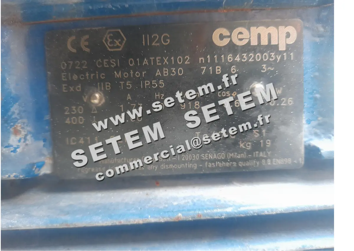 0792002030-MOTEUR CEMP 0.26KW 6P T230/400V HA71 B3 EXDIIBT5 AB30 71B6 2