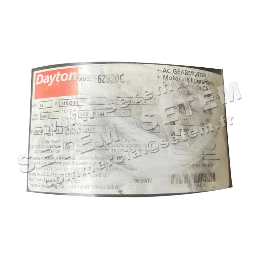 1206003009-MOTOREDUCTEUR DAYTON 6Z820C