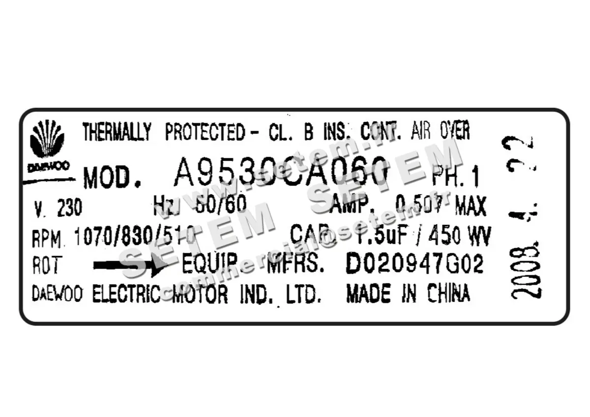 1315002541-MOTEUR DAEWOO A9530CA060 "D020947G02"