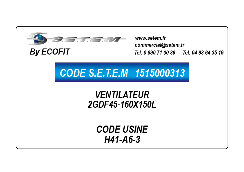 VENTILATEUR 2GDF45-160X150L *H41-A6-3*
