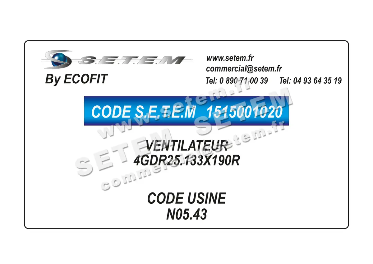 1515001020-VENTILATEUR ECOFIT 4GDR25.133X190R *N05.43*