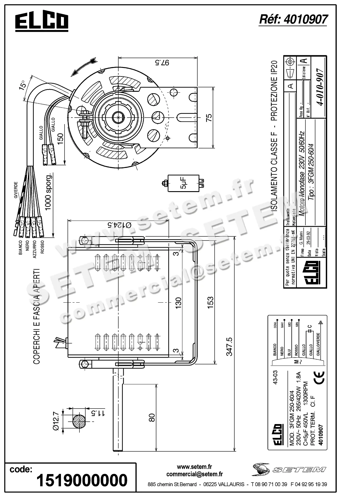 1519000000-MOTEUR ELCOMOTEUR 3FGM250.60/4 *4010907* 4