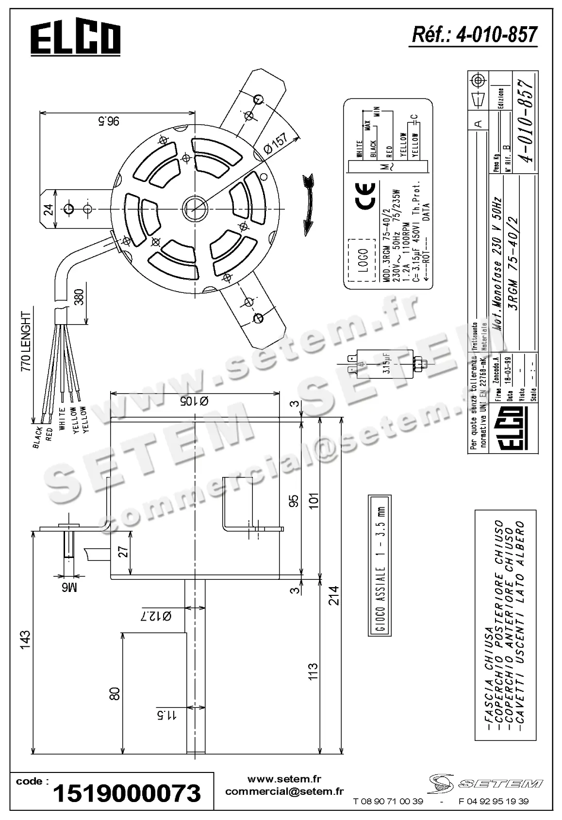 1519000073-MOTEUR ELCOMOTEUR 3RGM75.40/2 *4010857* 2